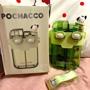 Pochacco Green Water Bottle with Strap